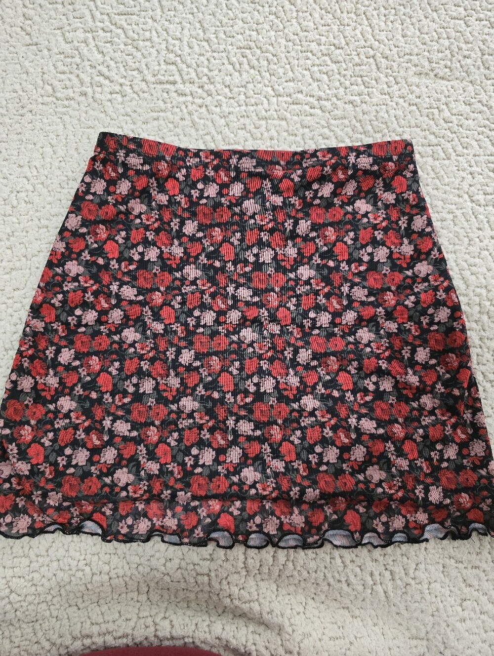 Floral Red & Pink A-Line Mini Skirt